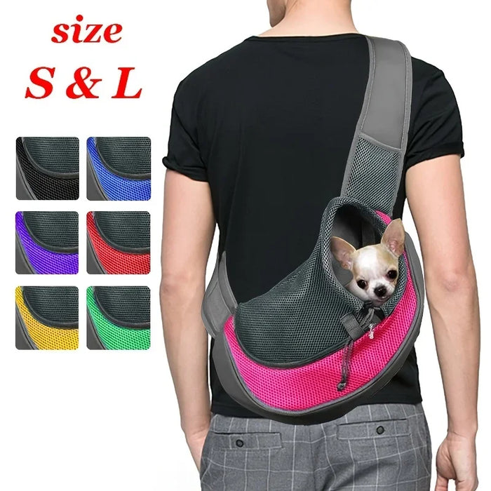 Hands-Free Pet Sling Carrier – Breathable Mesh for Small Dogs and Cats