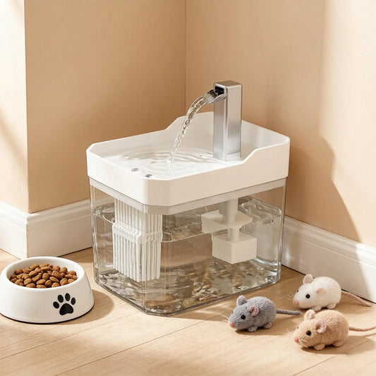 Cat Water Fountain – 1.5L Clear Tank with Filter, USB-C Powered