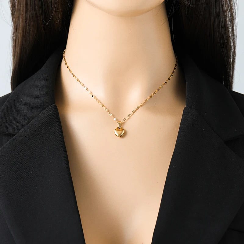 Gold Heart Jewelry Set – Necklace, Bracelet & Earrings Gift for Her