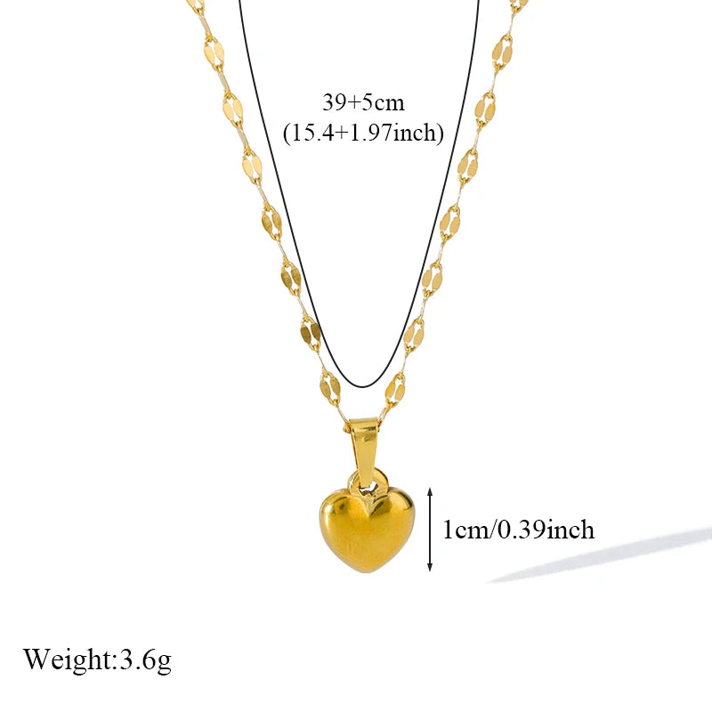 Gold Heart Jewelry Set – Necklace, Bracelet & Earrings Gift for Her