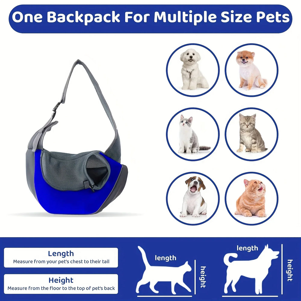 Hands-Free Pet Sling Carrier – Breathable Mesh for Small Dogs and Cats