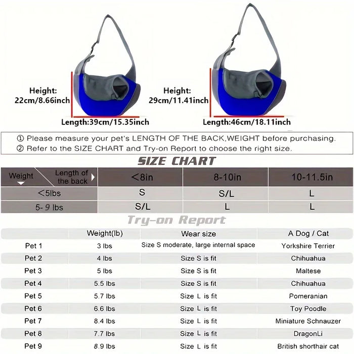 Hands-Free Pet Sling Carrier – Breathable Mesh for Small Dogs and Cats