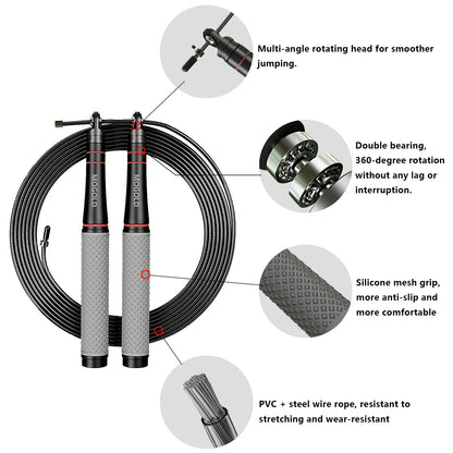 Speed Jump Rope, Heavy-Duty Adjustable Rope, Lightweight Design, Smooth Ball Bearing Rotation, Suitable for CrossFit Training