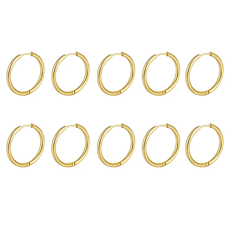 Mini Travel Jewelry Case with 5 Pairs Gold Huggie Earrings – Gift Set