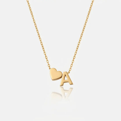 Gold Dainty Initial Heart Pendant Necklace Personalized Jewelry