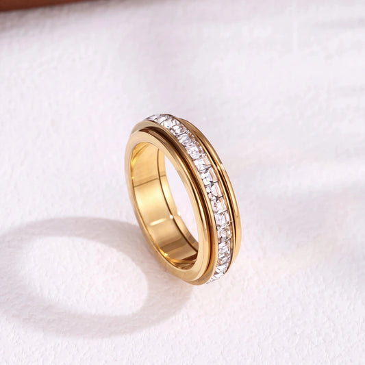 CalmSpin gold fidget spinner ring for anxiety and stress relief