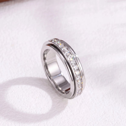 Silver CalmSpin anxiety fidget spinner ring for women