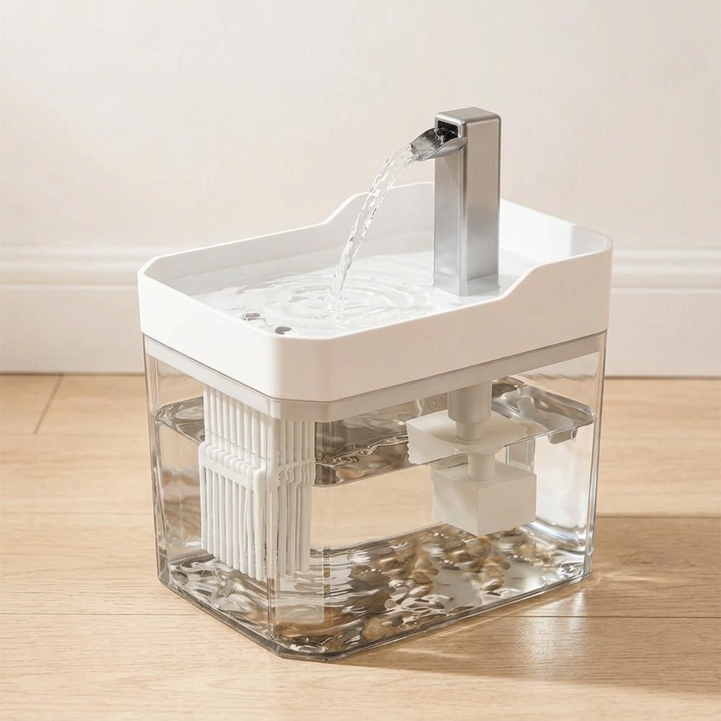 Cat Water Fountain – 1.5L Clear Tank with Filter, USB-C Powered