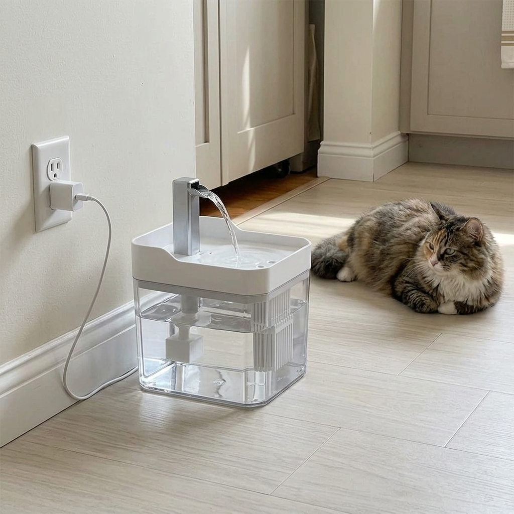 Cat Water Fountain – 1.5L Clear Tank with Filter, USB-C Powered